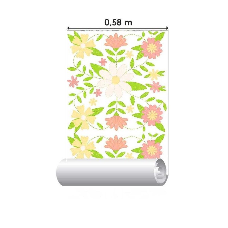 Papel de Parede Adesivo Floral Desenhado a Mão N05031 - Papel na Parede