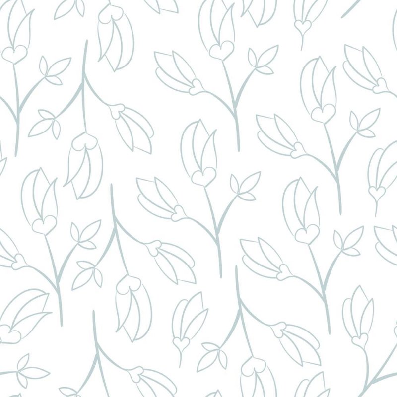 Papel de Parede Adesivo Floral em Linha Azul N08067 - Papel na Parede