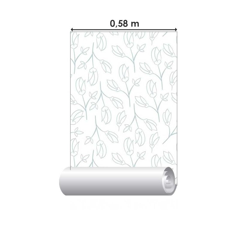 Papel de Parede Adesivo Floral em Linha Azul N08067 - Papel na Parede