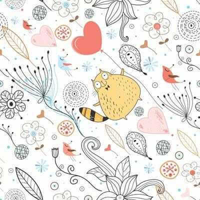 Papel de Parede Adesivo Floral Gatos 1303 - Papel na Parede