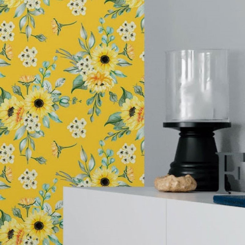 Papel de Parede Adesivo Floral Girassóis N018089 - Papel na Parede