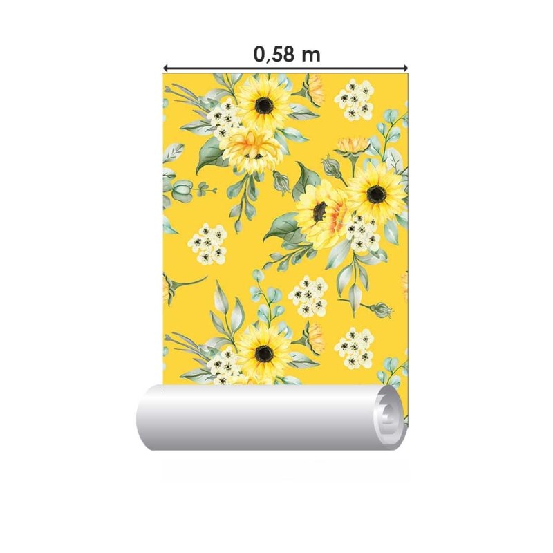 Papel de Parede Adesivo Floral Girassóis N018089 - Papel na Parede