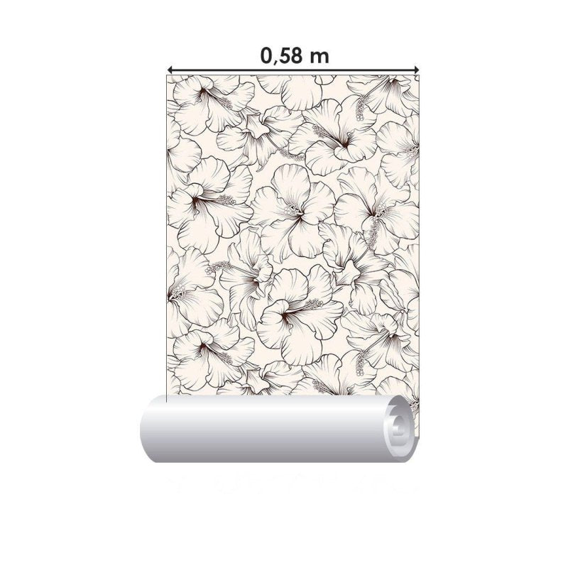 Papel de Parede Adesivo Floral Hibisco N013046 - Papel na Parede