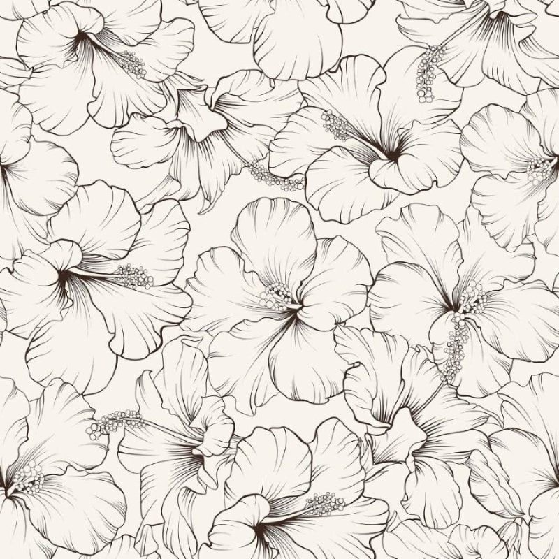 Papel de Parede Adesivo Floral Hibisco N013046 - Papel na Parede