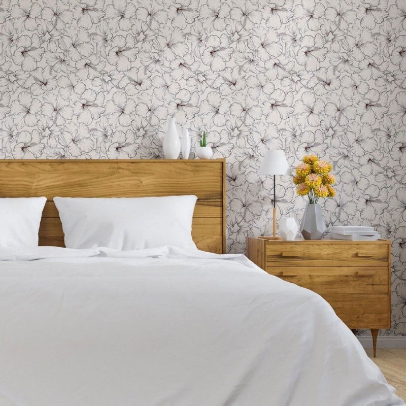 Papel de Parede Adesivo Floral Hibisco N013046 - Papel na Parede