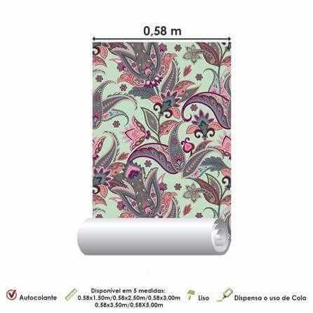 Papel de Parede Adesivo Floral Indiano 406517053 - Papel na Parede