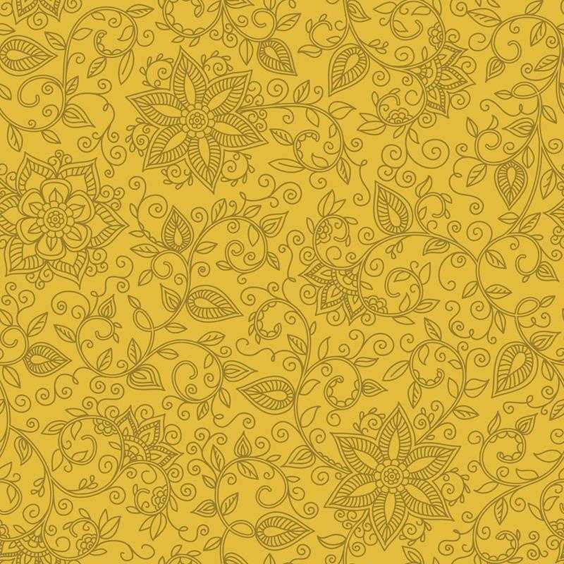 Papel de Parede Adesivo Floral Indoano Amarelo N05249 - Papel na Parede