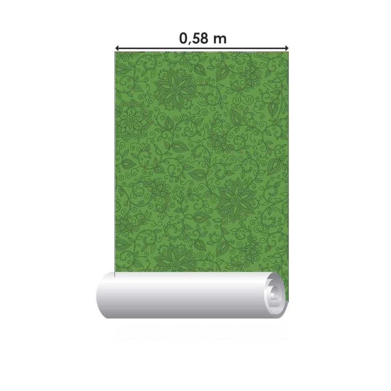 Papel de Parede Adesivo Floral Indoano Verde N05250 - Papel na Parede