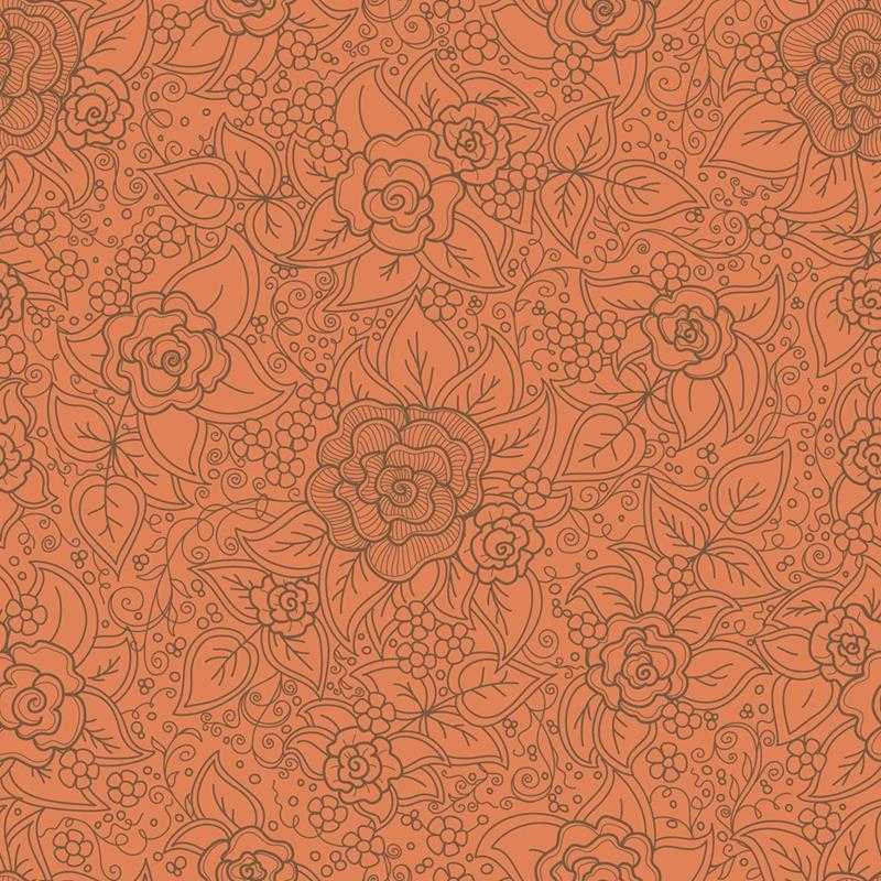 Papel de Parede Adesivo Floral Laranja N05254 - Papel na Parede