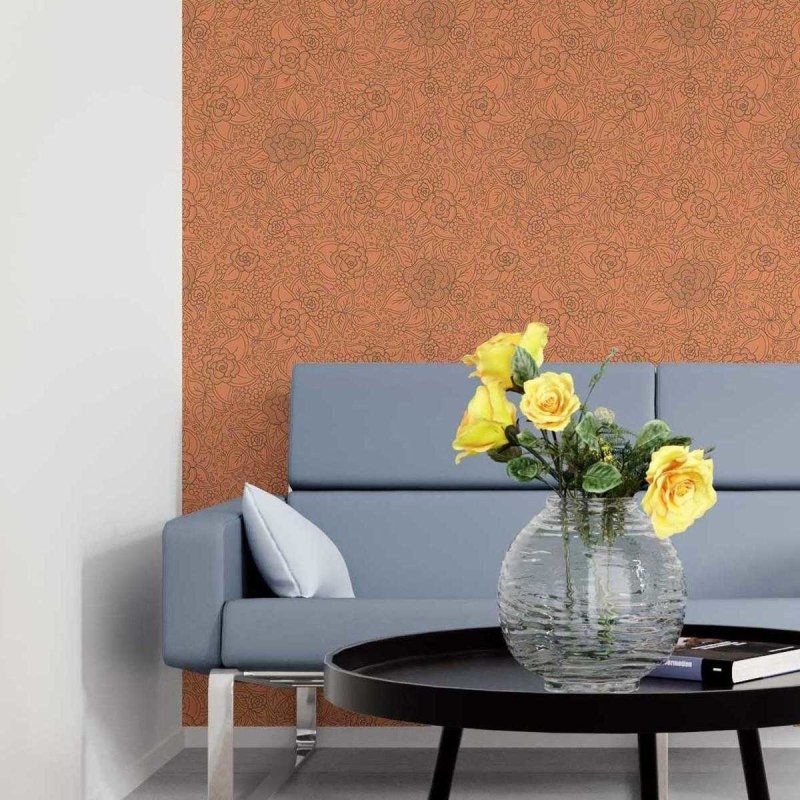 Papel de Parede Adesivo Floral Laranja N05254 - Papel na Parede