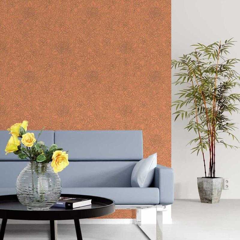 Papel de Parede Adesivo Floral Laranja N05254 - Papel na Parede