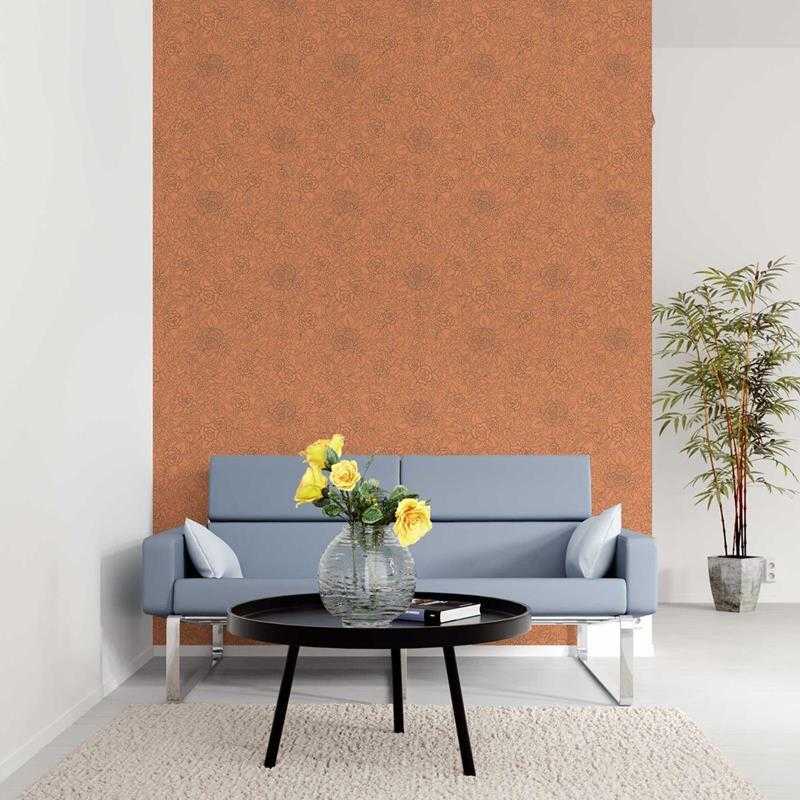 Papel de Parede Adesivo Floral Laranja N05254 - Papel na Parede