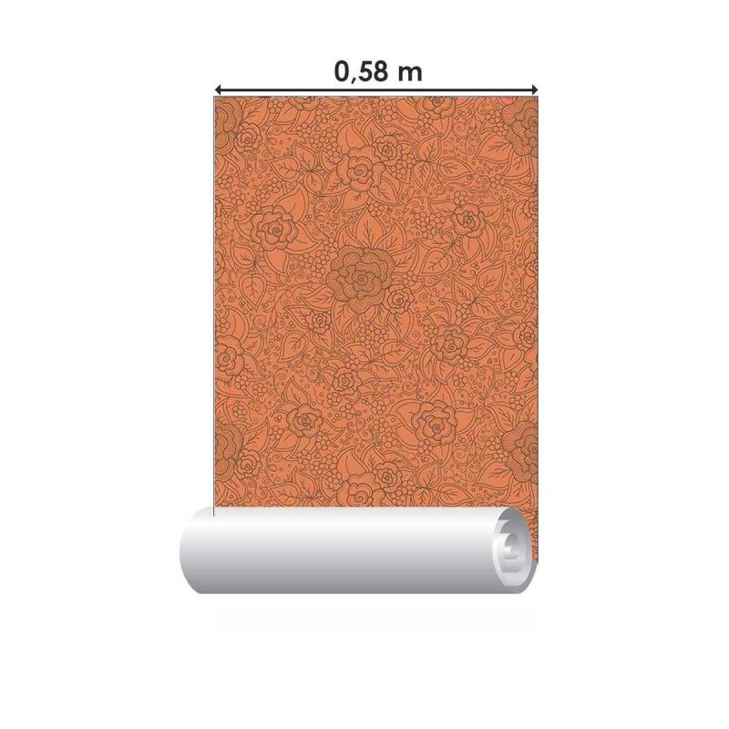 Papel de Parede Adesivo Floral Laranja N05254 - Papel na Parede