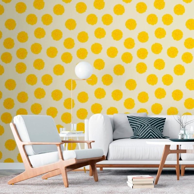 Papel de Parede Adesivo Floral Mari Gold N011143 - Papel na Parede