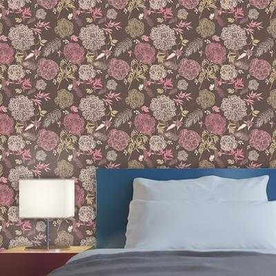 Papel de Parede Adesivo Floral Marrom 686 - Papel na Parede