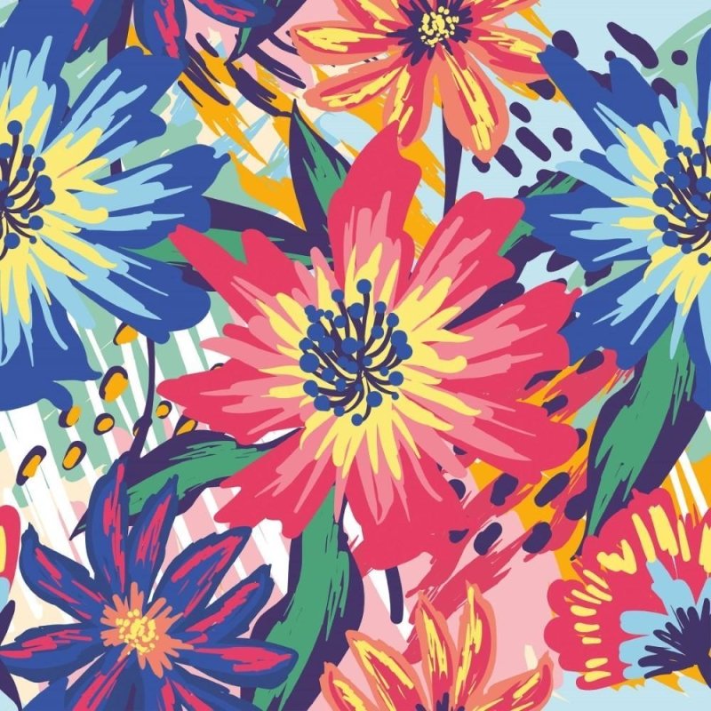 Papel de Parede Adesivo Floral Maxi Colorido N015095 - Papel na Parede