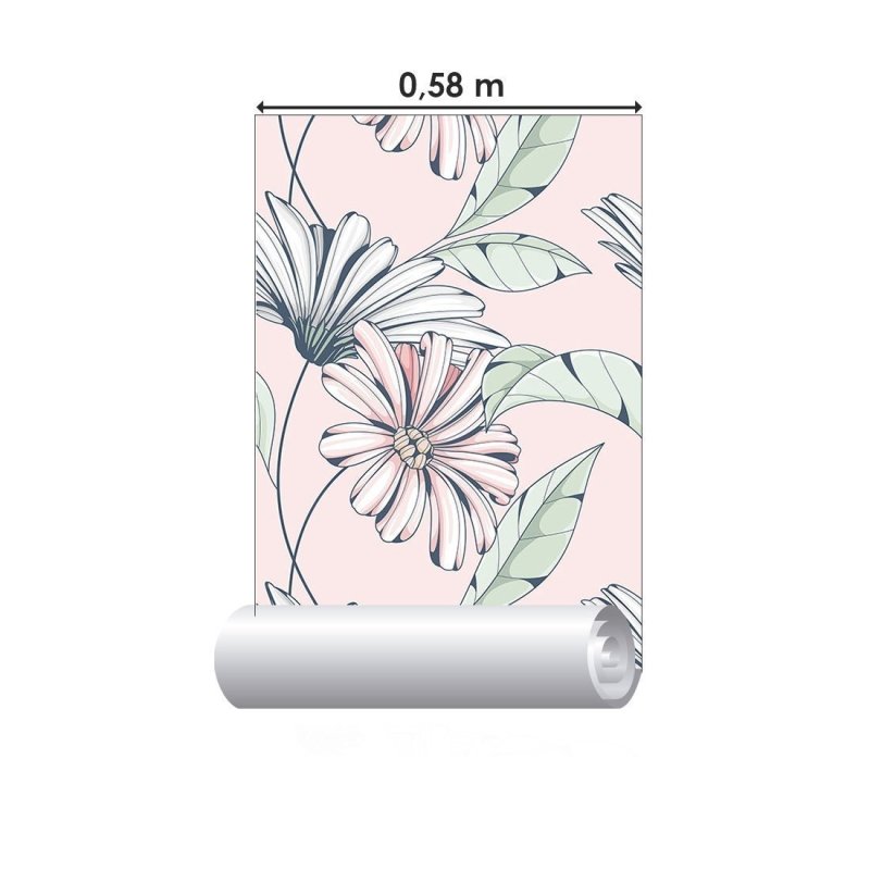 Papel de Parede Adesivo Floral Maxi Rosa N017071 - Papel na Parede