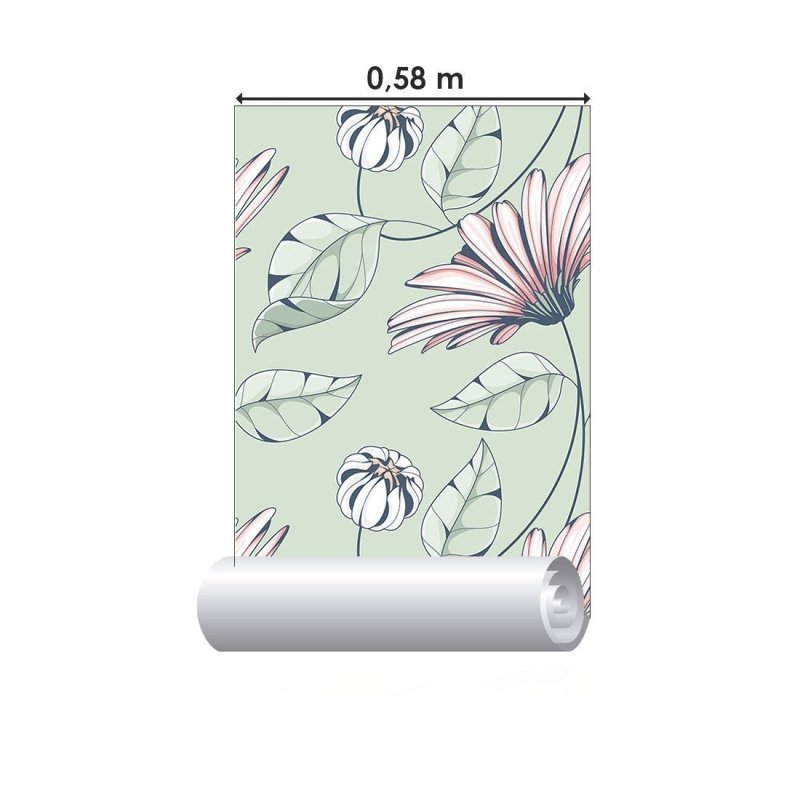 Papel de Parede Adesivo Floral Maxi Verde N017072 - Papel na Parede