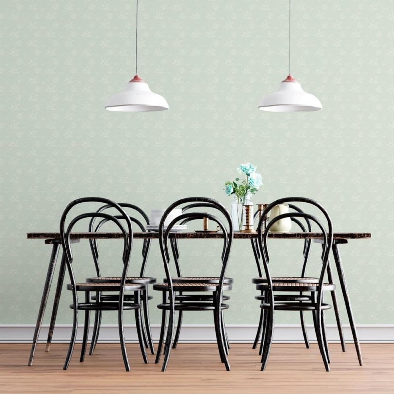 Papel de Parede Adesivo Floral Minimalista Verde N08038 - Papel na Parede