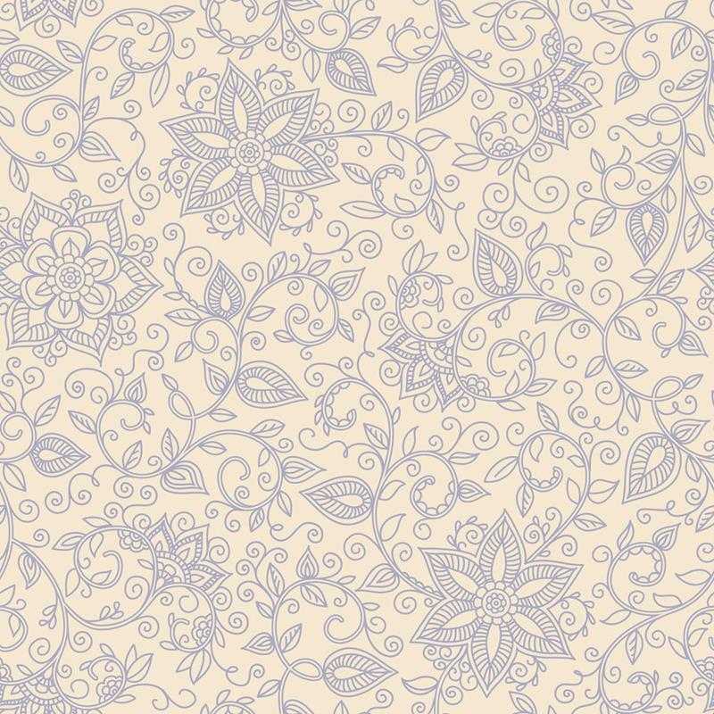 Papel de Parede Adesivo Floral Off White e Azul N05117 - Papel na Parede