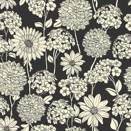 Papel de Parede Adesivo Floral Preto 660 - Papel na Parede