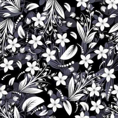 Papel de Parede Adesivo Floral Preto e Branco 282 - Papel na Parede