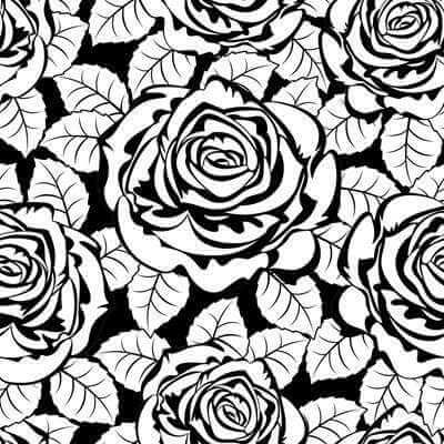 Papel de Parede Adesivo Floral Preto e Branco 677 - Papel na Parede