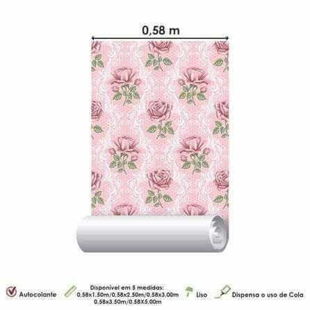 Papel de Parede Adesivo Floral Rosa 111061931 - Papel na Parede