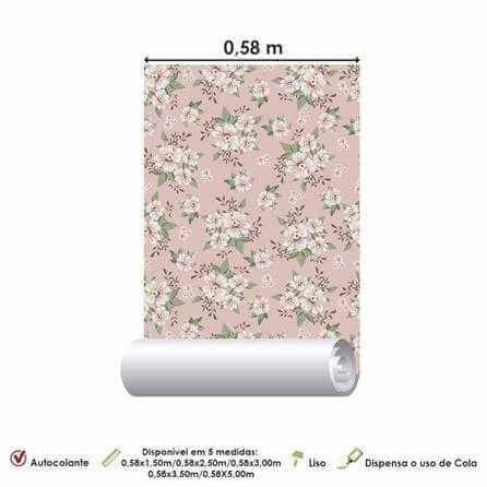 Papel de Parede Adesivo Floral Rosa 175558820 - Papel na Parede