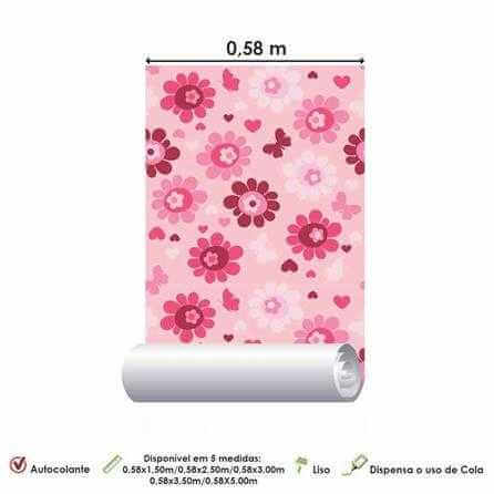 Papel de Parede Adesivo Floral Rosa 1915 - Papel na Parede