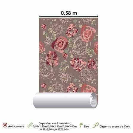 Papel de Parede Adesivo Floral Rosa 210124 - Papel na Parede