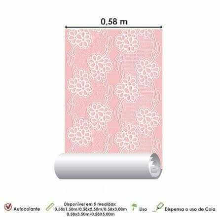 Papel de Parede Adesivo Floral Rosa 285687959 - Papel na Parede