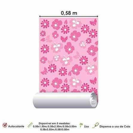 Papel de Parede Adesivo Floral Rosa 714540226 - Papel na Parede