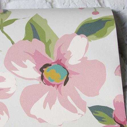 Papel de Parede Adesivo Floral Rosa e Azul 119483737 - Papel na Parede