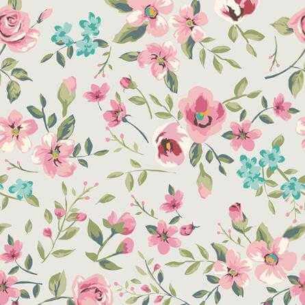 Papel de Parede Adesivo Floral Rosa e Azul 119483737 - Papel na Parede