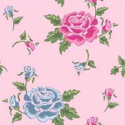 Papel de Parede Adesivo Floral Rosa e Azul 751249093 - Papel na Parede