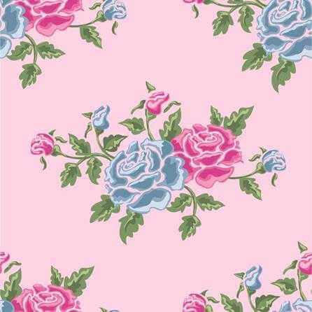 Papel de Parede Adesivo Floral Rosa e Azul 751249098 - Papel na Parede