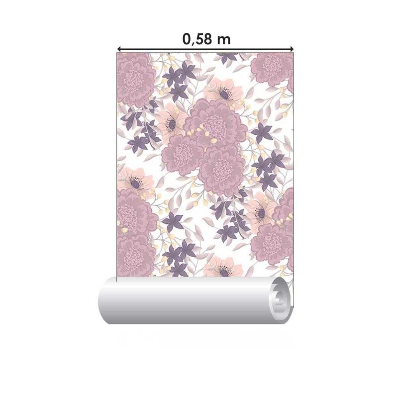 Papel de Parede Adesivo Floral Rosa e Branco N05294 - Papel na Parede