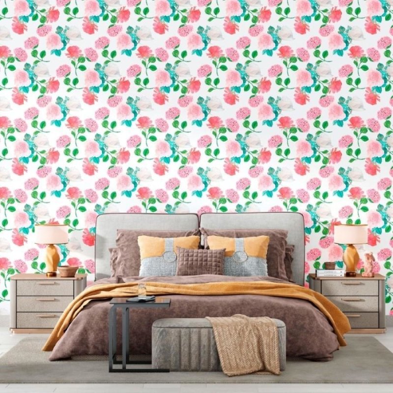 Papel de Parede Adesivo Floral Rosa N012077 - Papel na Parede