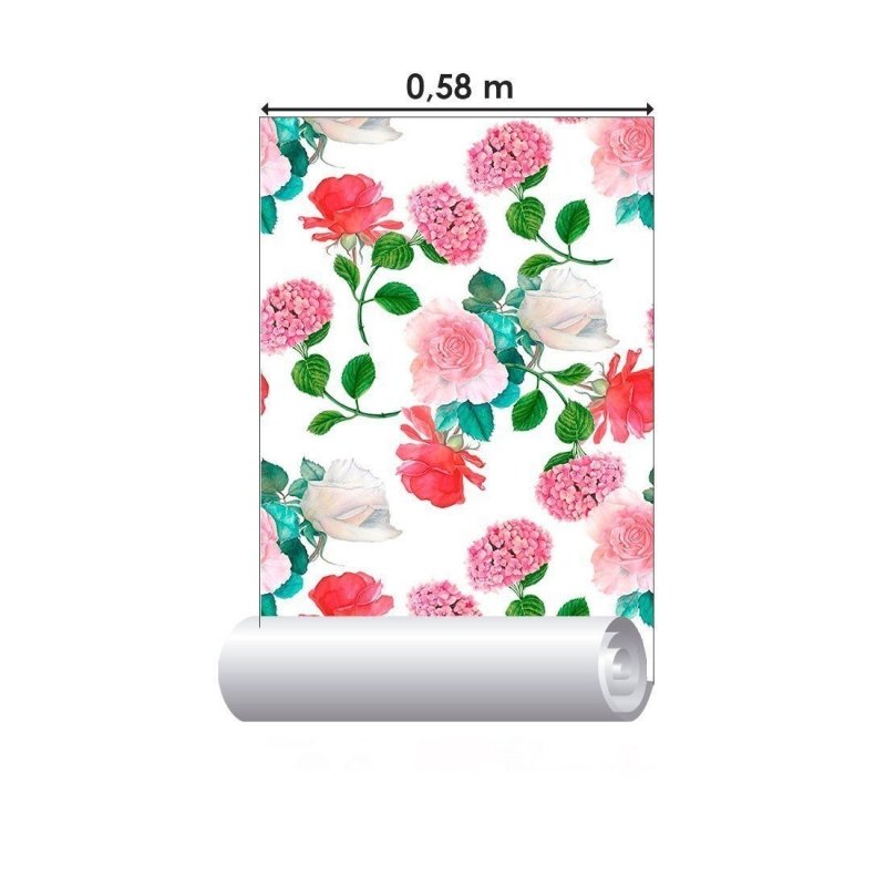 Papel de Parede Adesivo Floral Rosa N012077 - Papel na Parede