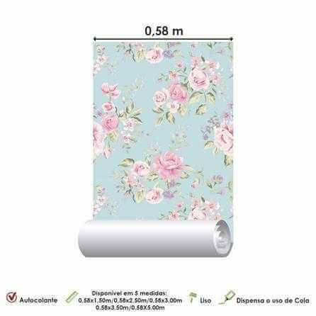 Papel de Parede Adesivo Floral Rosas 100915 - Papel na Parede