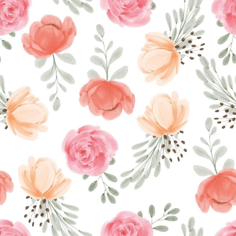 Papel de Parede Adesivo Floral Rosas Aquarela N015050 - Papel na Parede