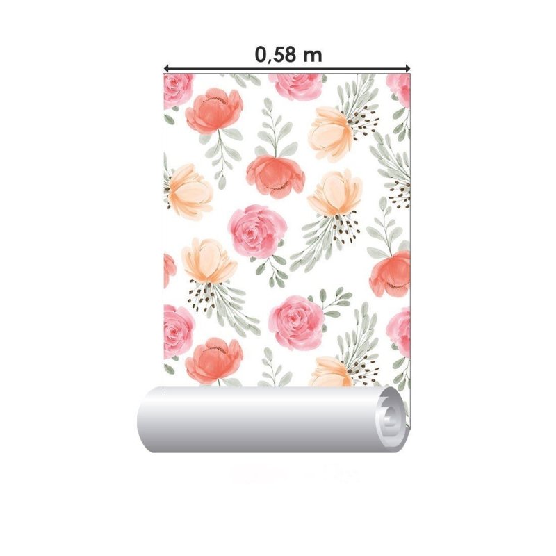 Papel de Parede Adesivo Floral Rosas Aquarela N015050 - Papel na Parede