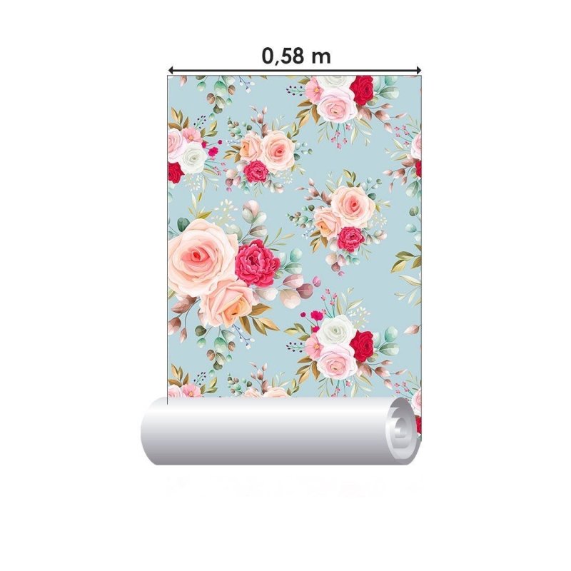 Papel de Parede Adesivo Floral Rosas N013196 - Papel na Parede