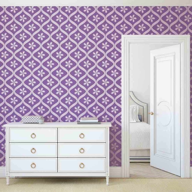 Papel de Parede Adesivo Floral Roxo 0219 - Papel na Parede