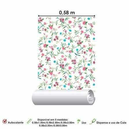 Papel de Parede Adesivo Floral Roxo 1332 - Papel na Parede