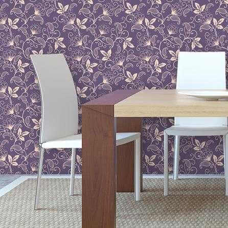 Papel de Parede Adesivo Floral Roxo 148224071 - Papel na Parede