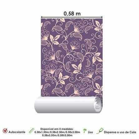 Papel de Parede Adesivo Floral Roxo 148224071 - Papel na Parede