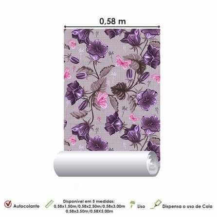 Papel de Parede Adesivo Floral Roxo 687 - Papel na Parede