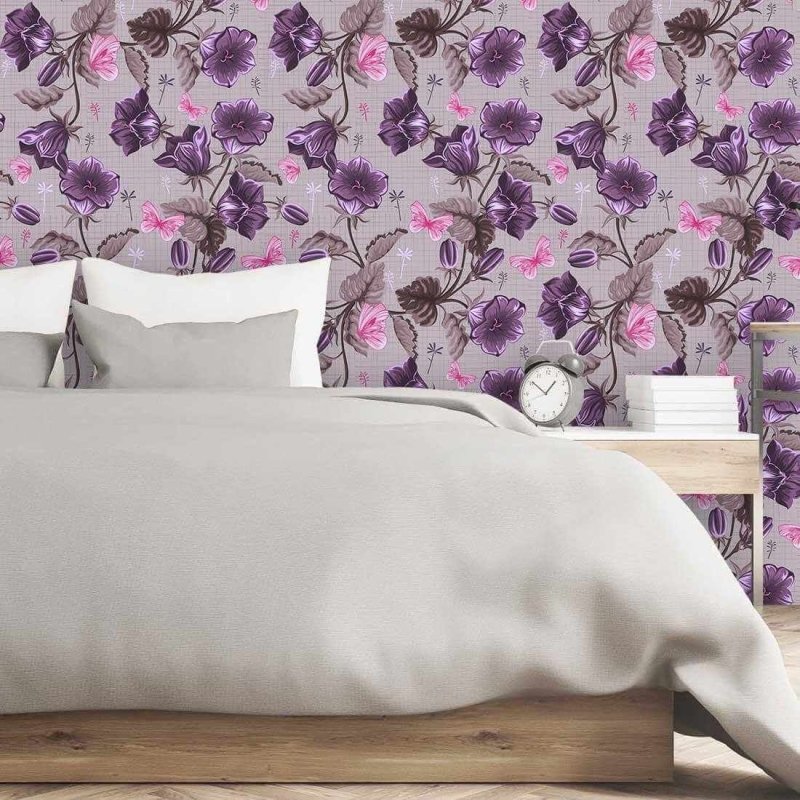 Papel de Parede Adesivo Floral Roxo 687 - Papel na Parede